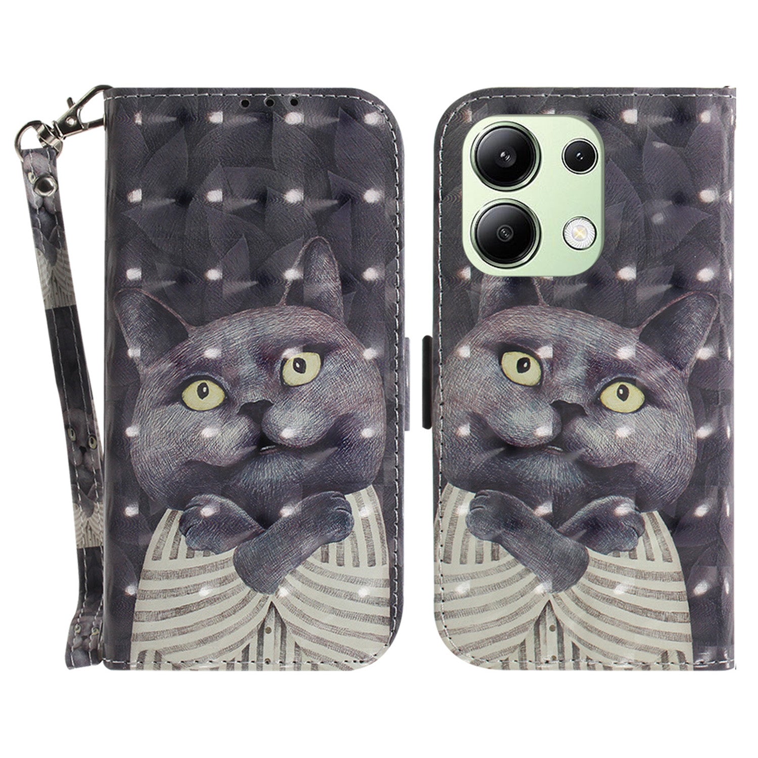 For Xiaomi Redmi Note 13 4G Case with Hand Strap Pattern Printing Leather Phone Cover For Xiaomi Redmi Note 13 4G Case with Hand Strap Pattern Printing Leather Phone Cover